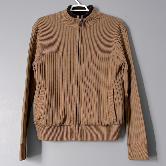 Lanesboro Men Chunky knit sharps fleece Textured Zip Sweater Gray Long Sleeve L - Picture 2 of 5